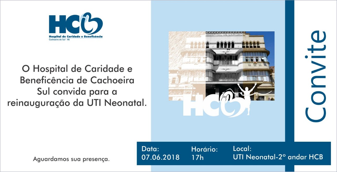 Convite para a reinauguração da UTI Neonatal